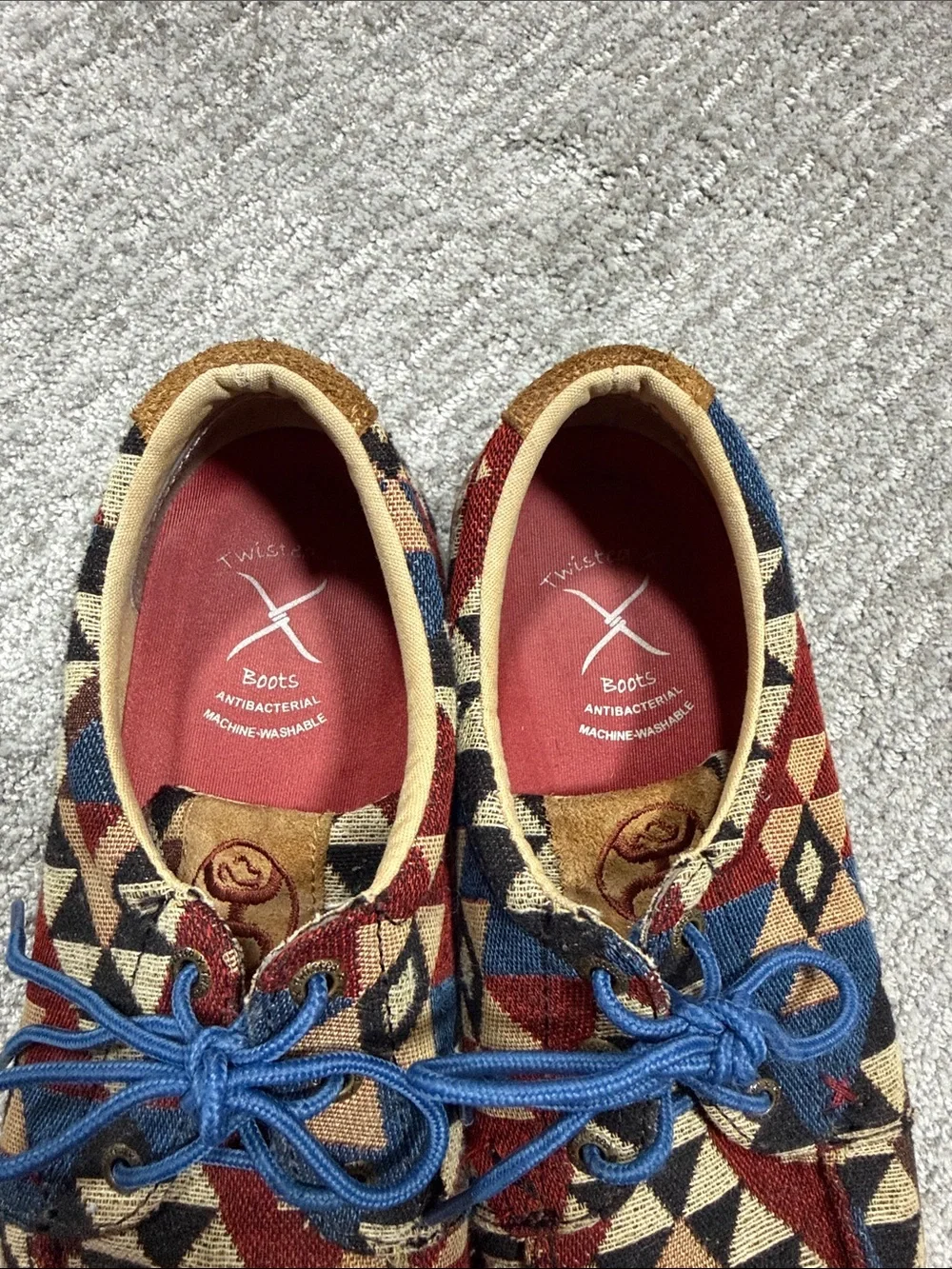 Twisted X Men’s Geometric Boat Shoes in Red, Blue, Black, Tan